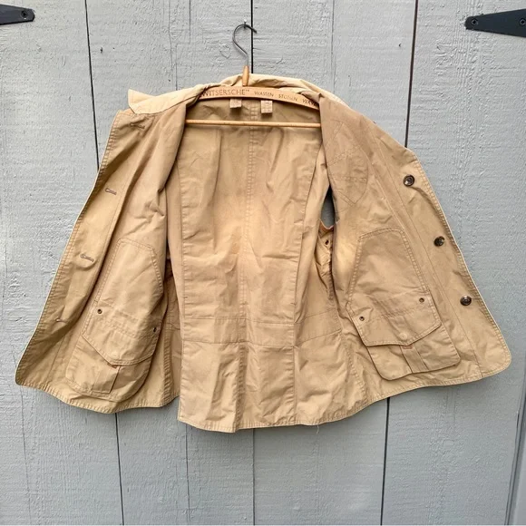 Womens Ralph Lauren Khaki VINTAGE  Outdoor Cotton Buttoned Vest Leather trim - Picture 2 of 9